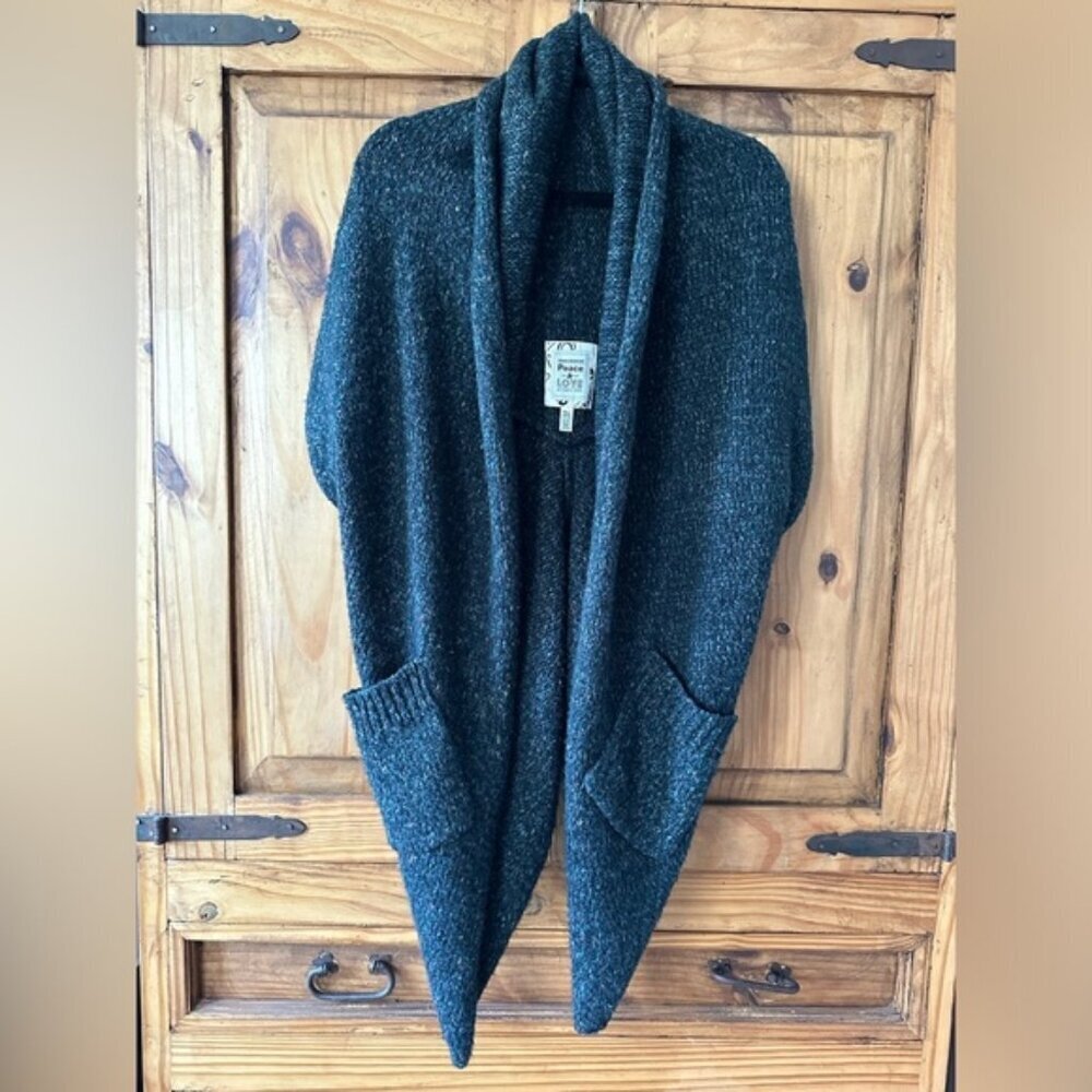 Vintage Y2K Urban Behavior Peace & Love Boho Knit Shrug Cardigan Sweater - M/L